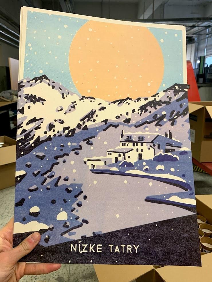 Poustr: Nízke Tatry, Chopok, Ďumbier, Štefánička, Chata MRŠ, poctivý slovenský plagát